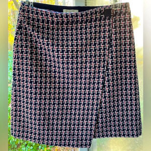 LOFT petite 0P pink & blue tweed shirt EUC. High waisted wrap skirt fully lined